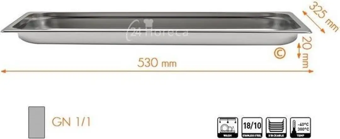 HENDI Profi Line Gastronormbak 2,5L - RVS - 20mm