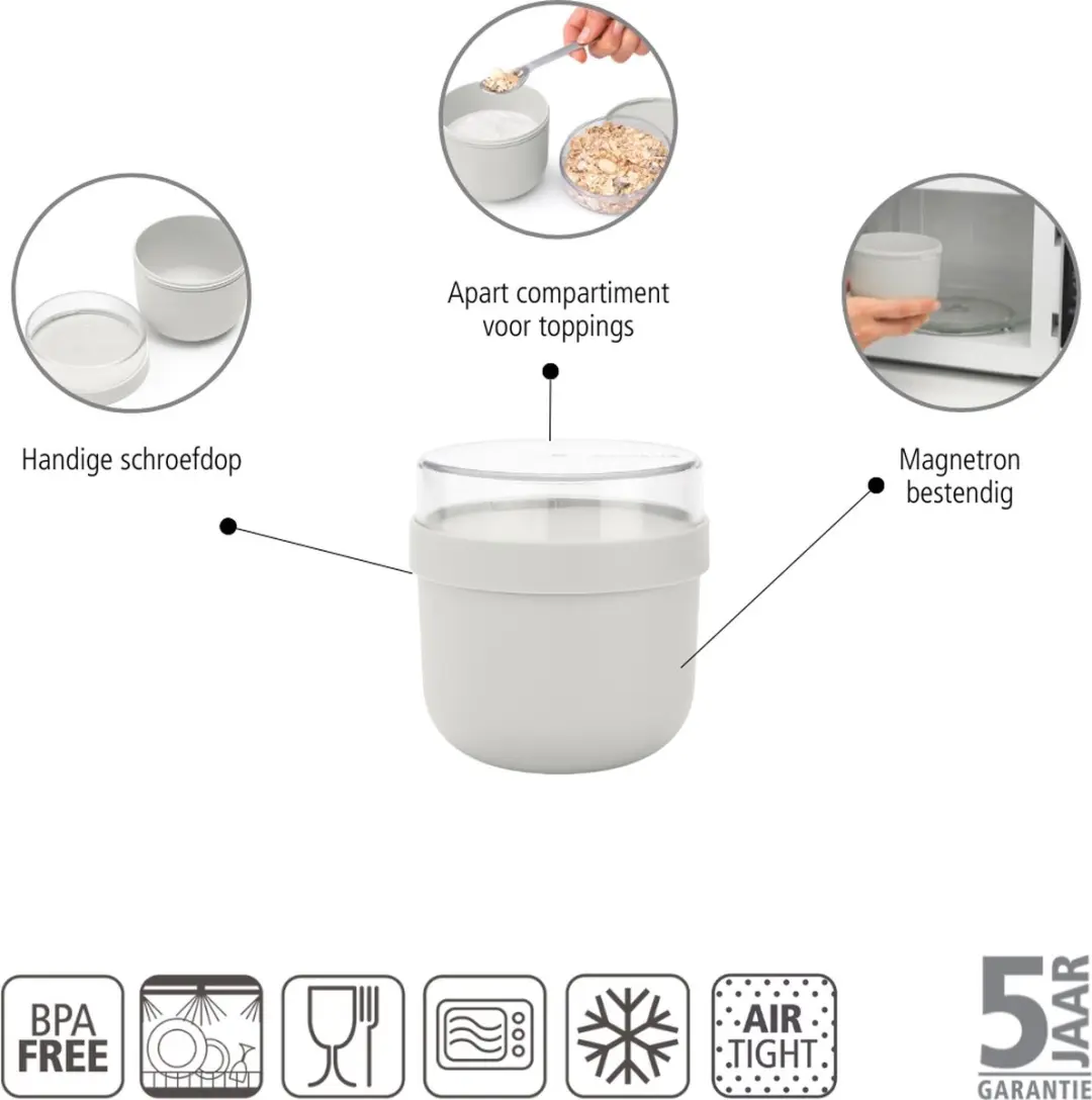 Brabantia Make & Take Yoghurtbeker To Go 500ml - Light Grey