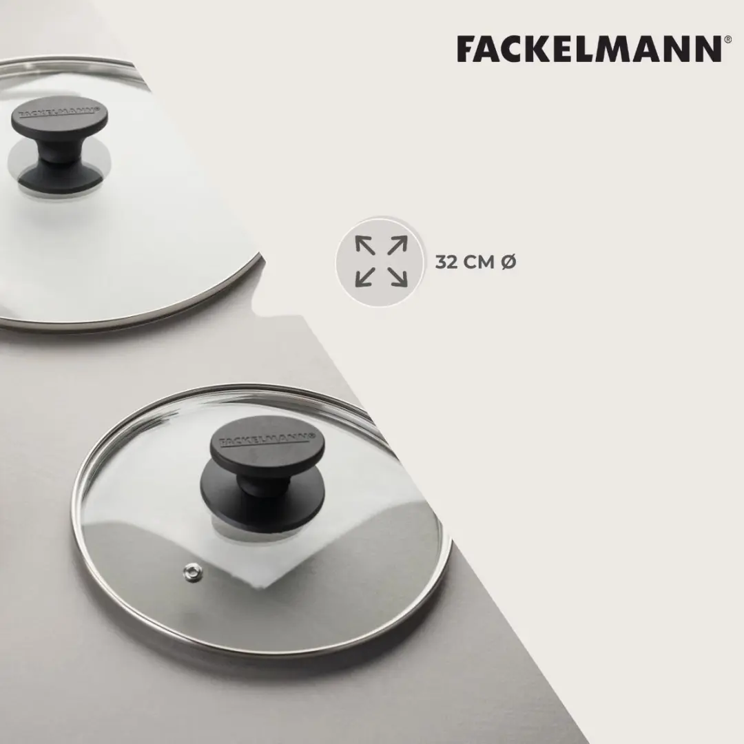 Fackelmann Glasdeksel 32cm - Zwart/Transparant - afbeelding 6 van 6