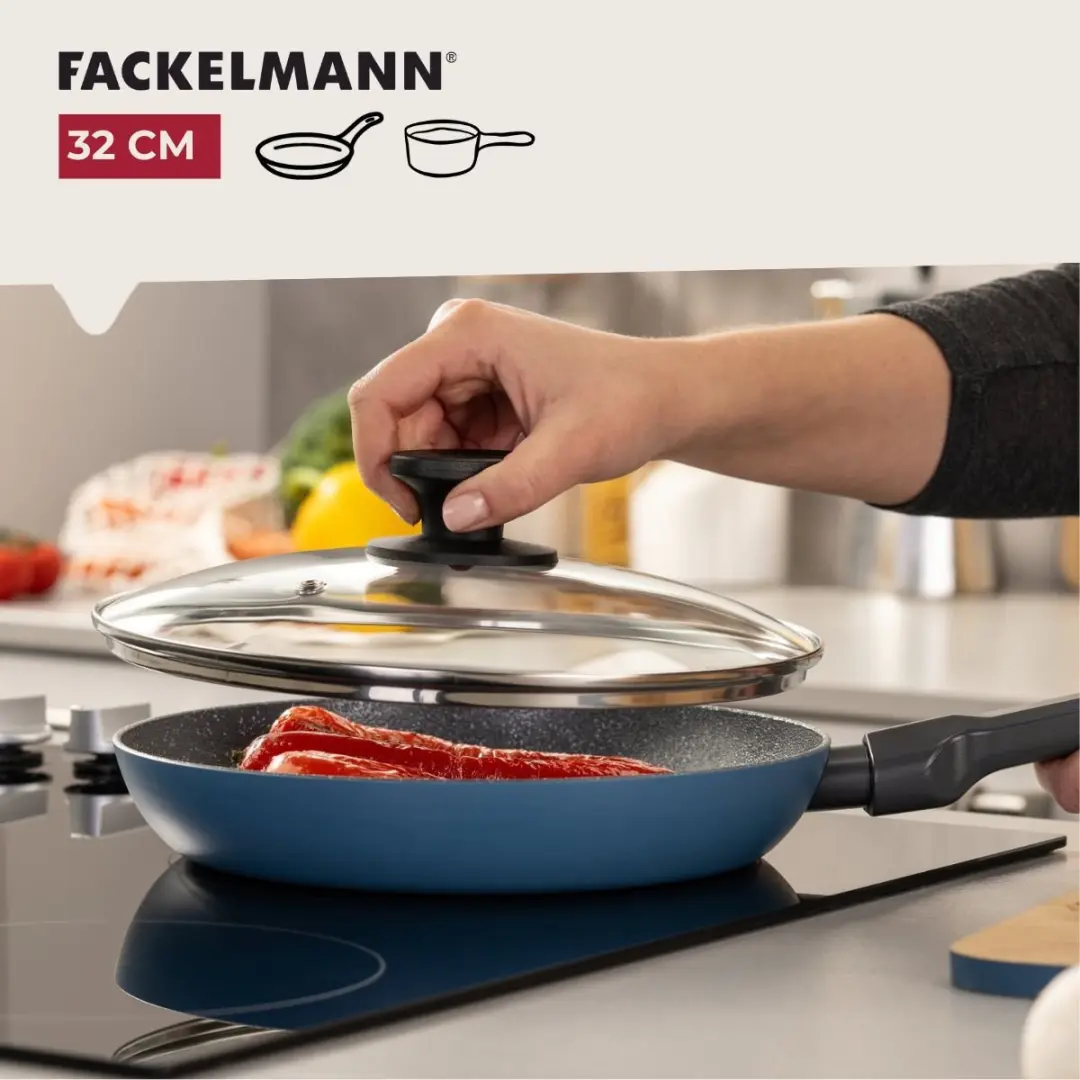 Fackelmann Glasdeksel 32cm - Zwart/Transparant