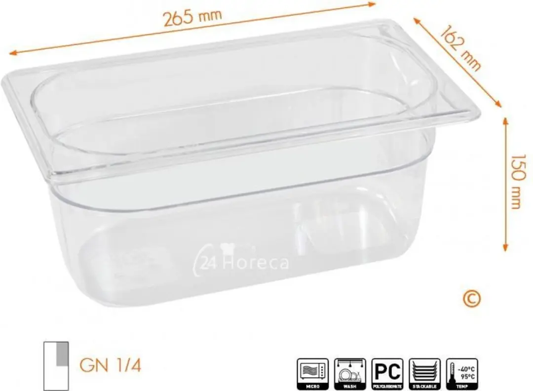 HENDI Gastronorm Container 4L - 265x162x150mm - Transparant