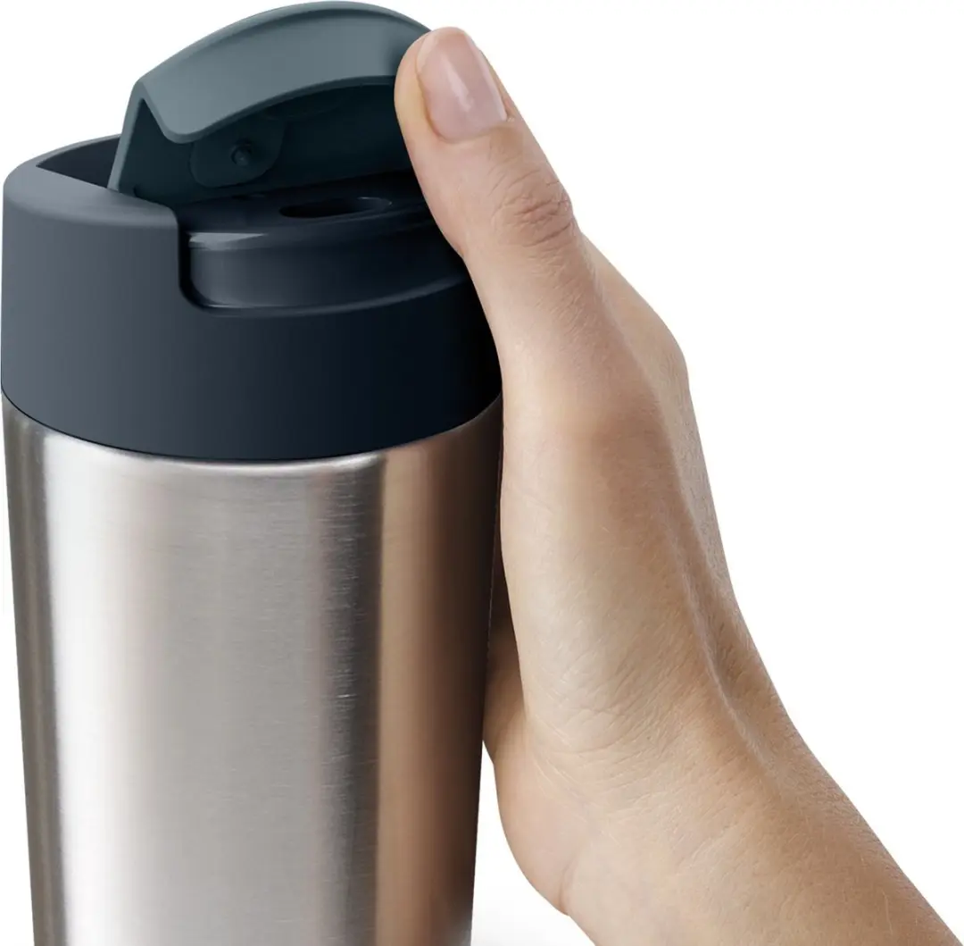 Joseph Joseph Flip Top Drinkbeker 454ml - Zilver