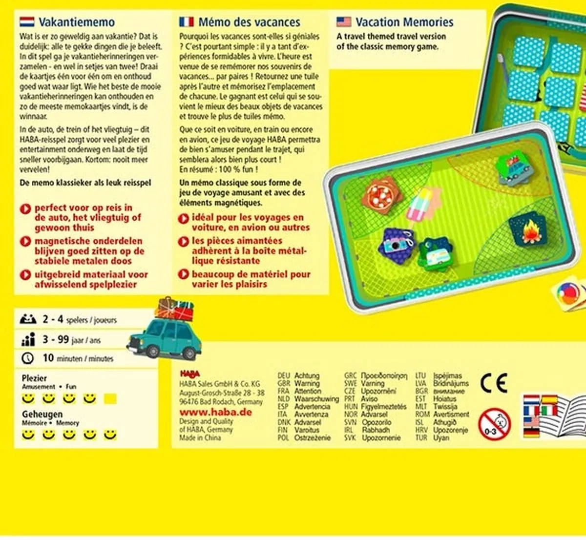 Haba Vakantiememo Reisspel - 2-4 Spelers