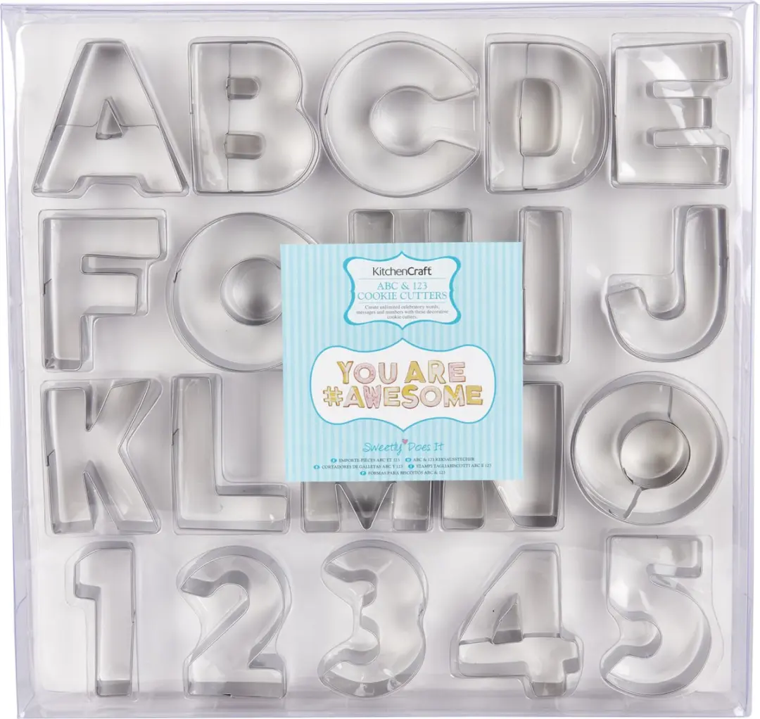 KitchenCraft Alfabet Koekjesvormen - 38 Stuks - Zilver