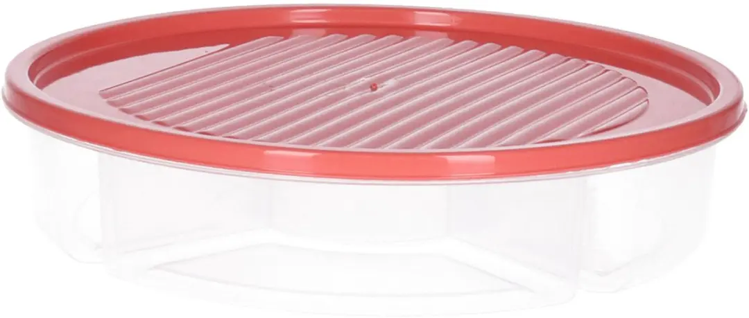 Excellent Houseware Vershoudbakjes 2L - 2 Stuks - 5 Vakken - Koraalrood