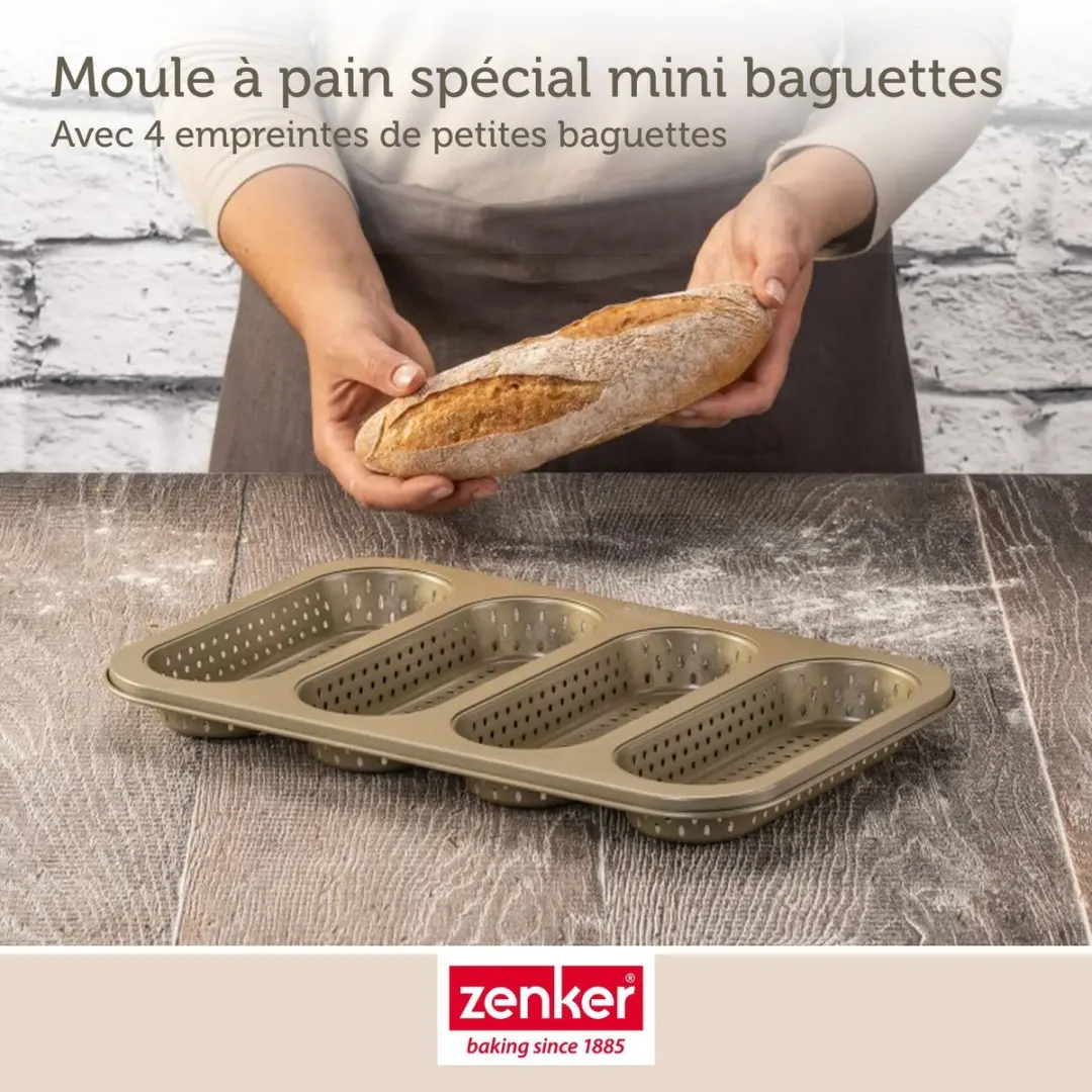 Zenker Mojave Gold Perforeerbaar Broodvorm 4 Mini Baguettes - 33x22cm