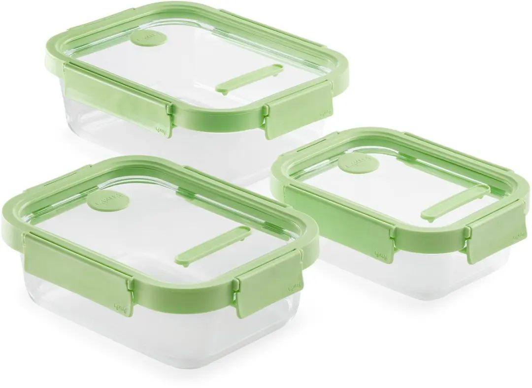 Lékué Vershouddoos Glas Rechthoek - 3-delig - Green