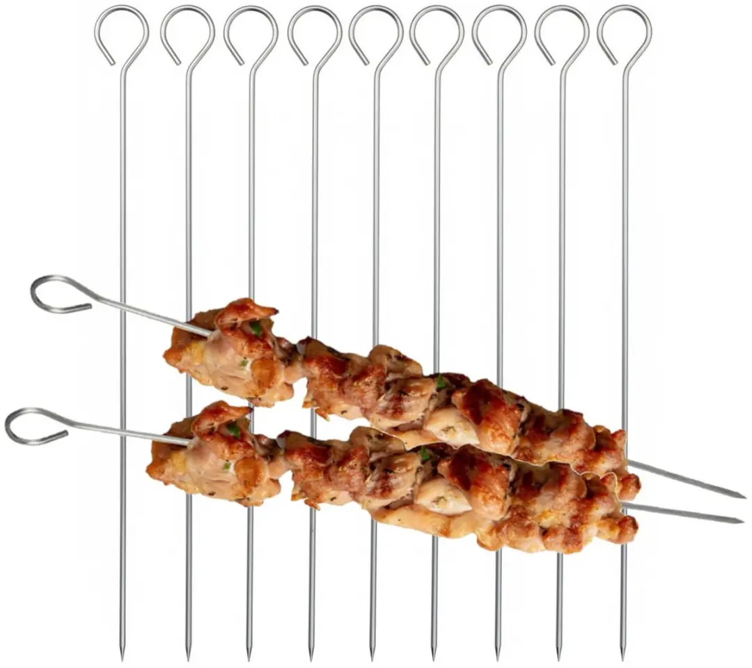 Bellatio Design BBQ Spiezen 9-delig - 27,5 cm - Zilver