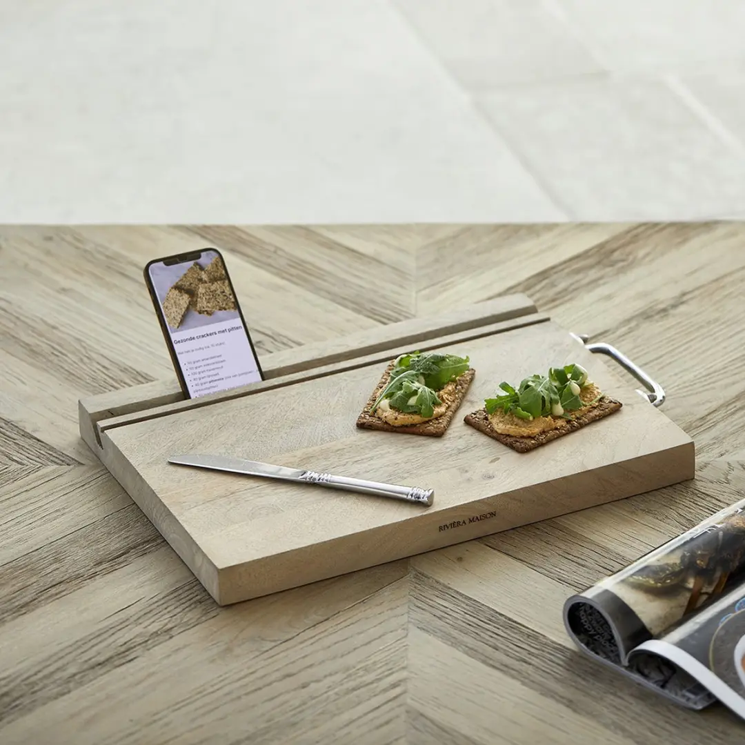 Riviera Maison Snijplank met Tablethouder - Naturel