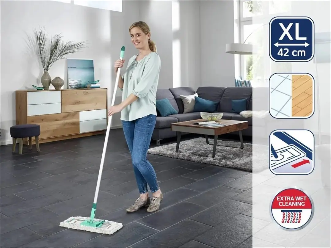 Leifheit Profi XL Micro Duo Vloerwisser - 140cm - Turquoise/Wit