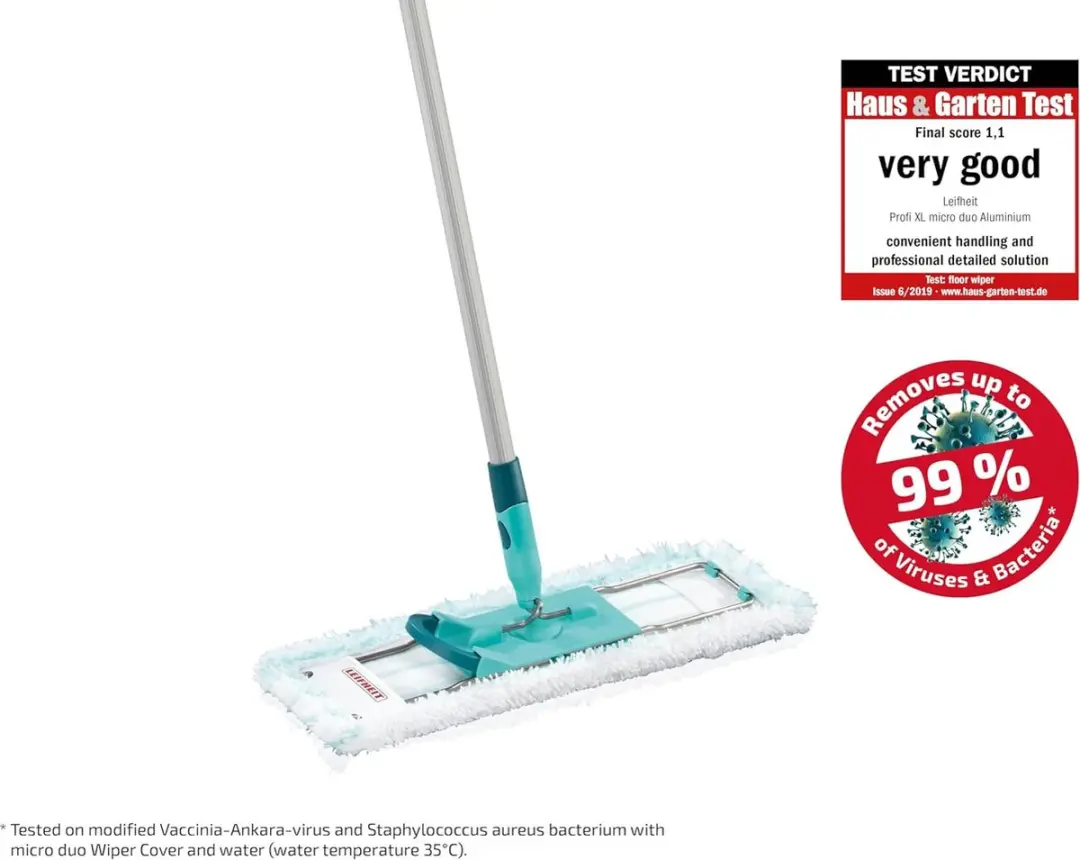 Leifheit Profi XL Micro Duo Vloerwisser - 140cm - Turquoise/Wit