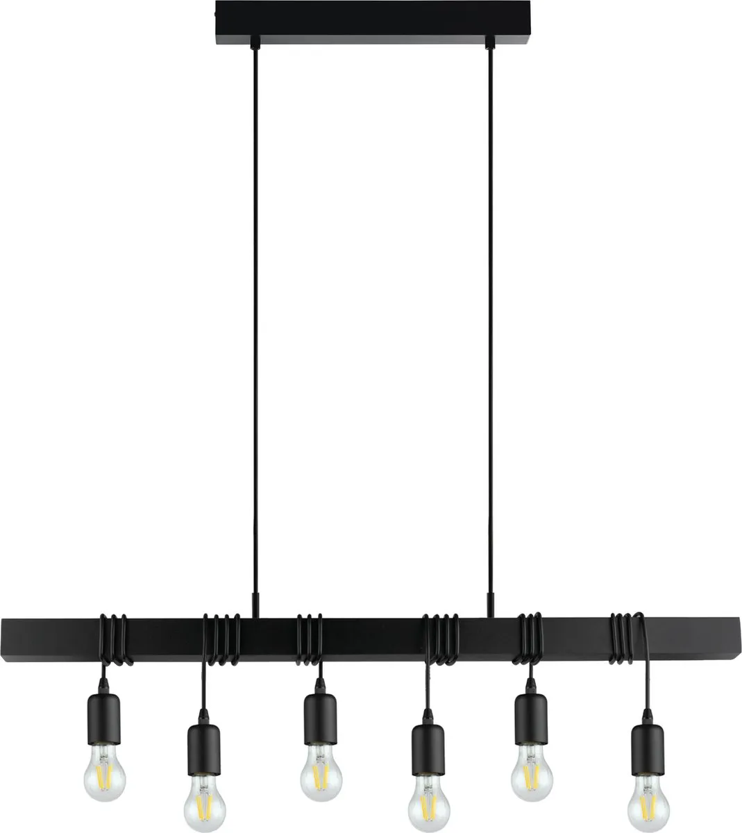 Eglo Townshend Hanglamp E27 - 6 Lichtpunten - 100 cm - Zwart
