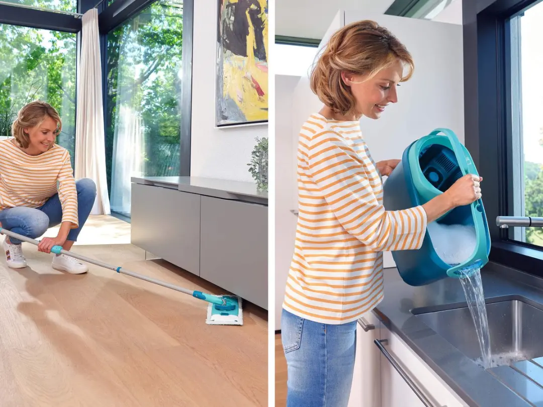Leifheit Clean Twist M Ergo Set - Micro Duo + Superduster - Turkoois/Grijs/Wit