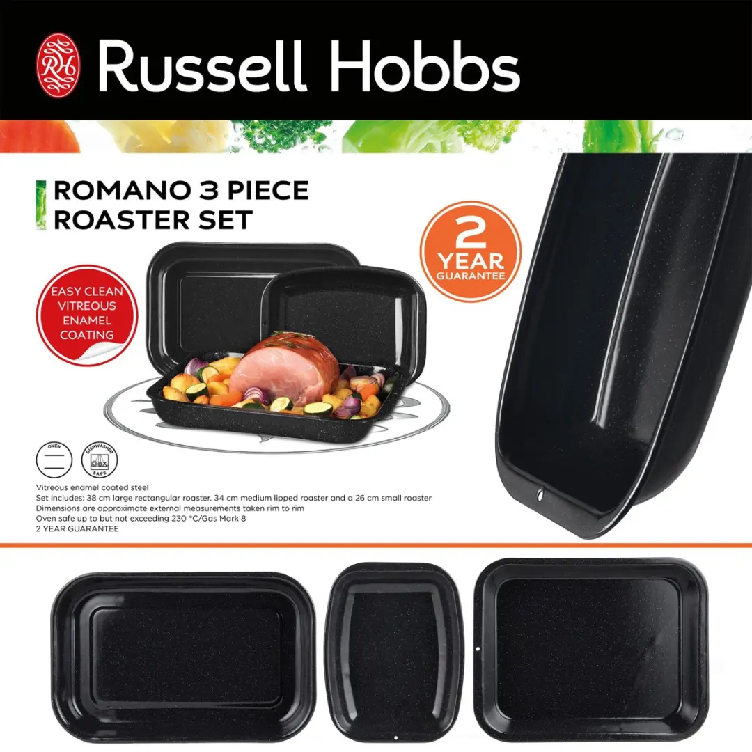 Russell Hobbs Romano 3-delige Ovenschaalset - Koolstofstaal - 3 Stuks