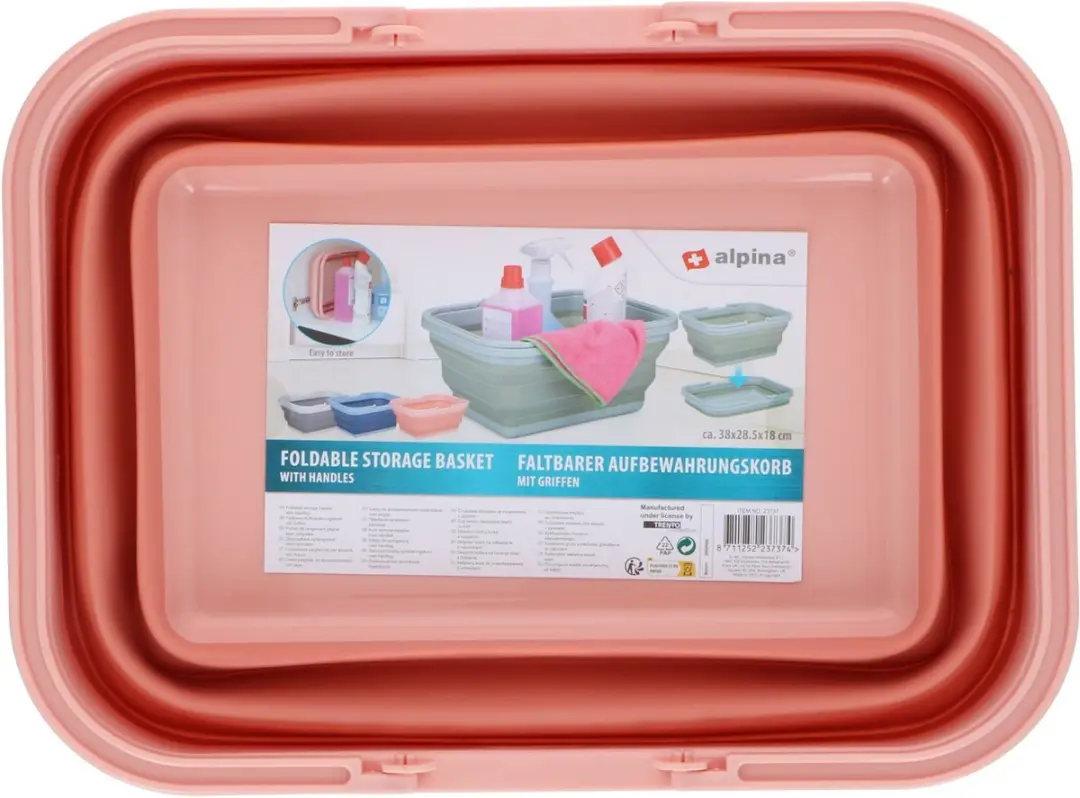 Alpina Wasmand Opvouwbaar 19L - 2 Stuks - Zalmroze