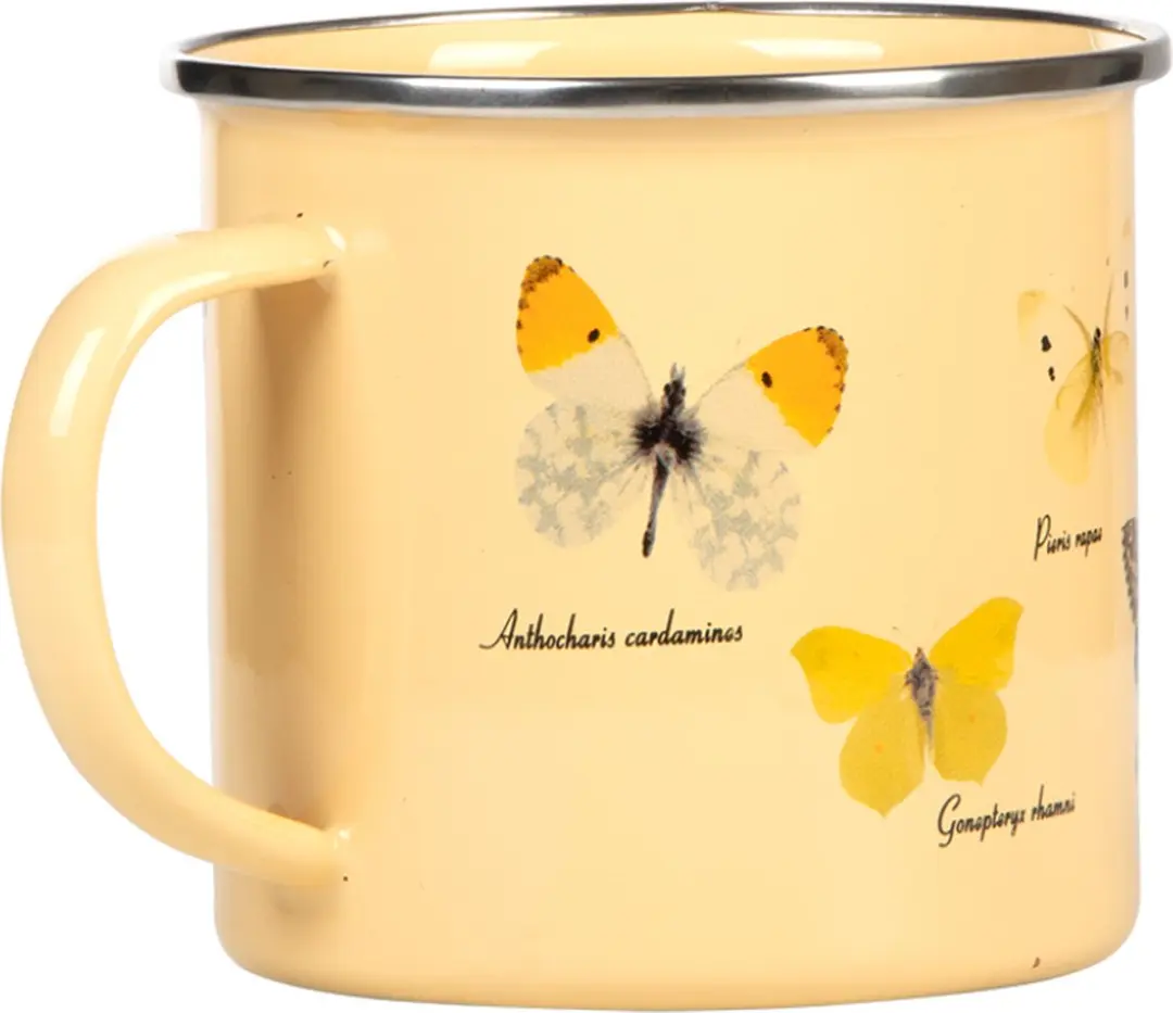 Esschert Design Mok Vlinders 500ml RVS - Crème