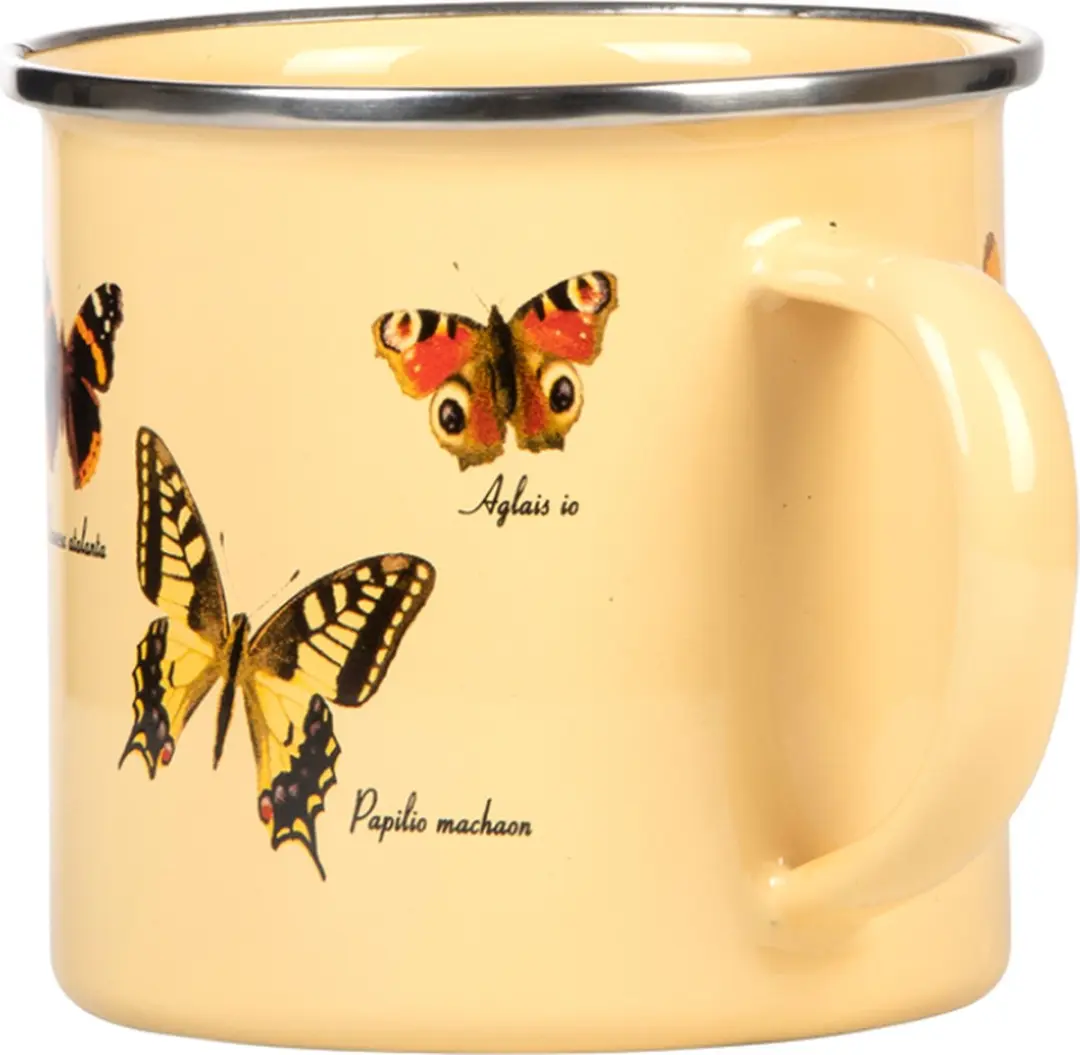 Esschert Design Mok Vlinders 500ml RVS - Crème