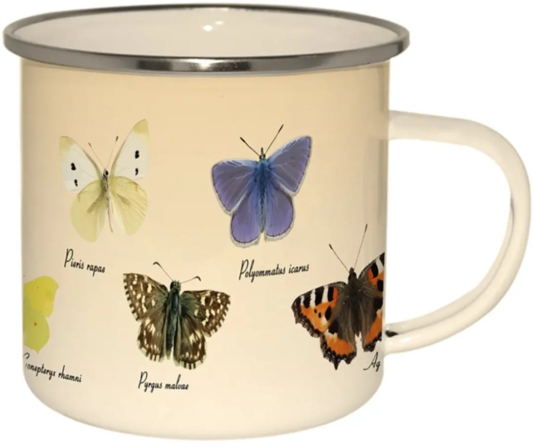 Esschert Design Mok Vlinders 500ml RVS - Crème - afbeelding 6 van 6