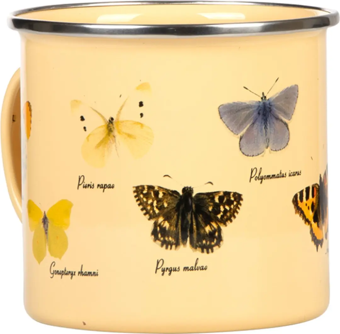 Esschert Design Mok Vlinders 500ml RVS - Crème