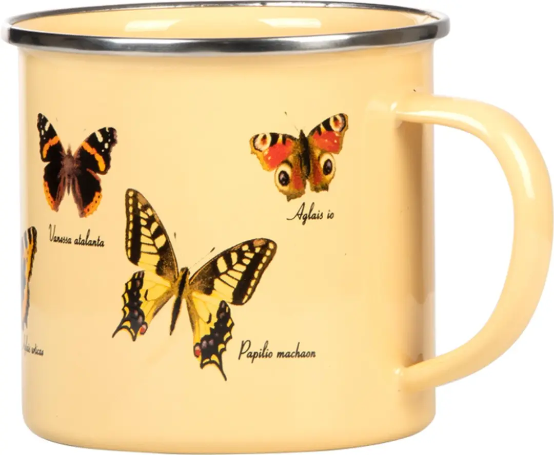 Esschert Design Mok Vlinders 500ml RVS - Crème