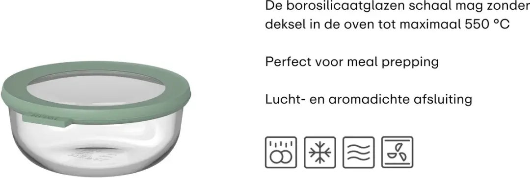 Mepal Cirqula Glazen Vershouddoos 3L - Nordic Sage