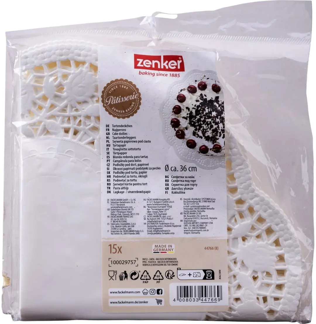 Zenker Smart Pastry Placemats Rond 36cm - 30 Stuks - Wit