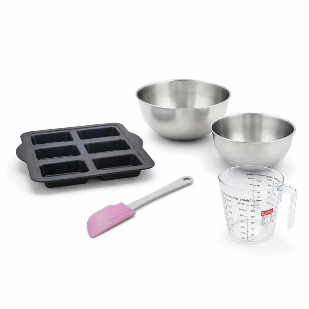 Zenker Bakset Financiers 6-delig - Siliconen vormpjes & accessoires - Zwart/Grijs