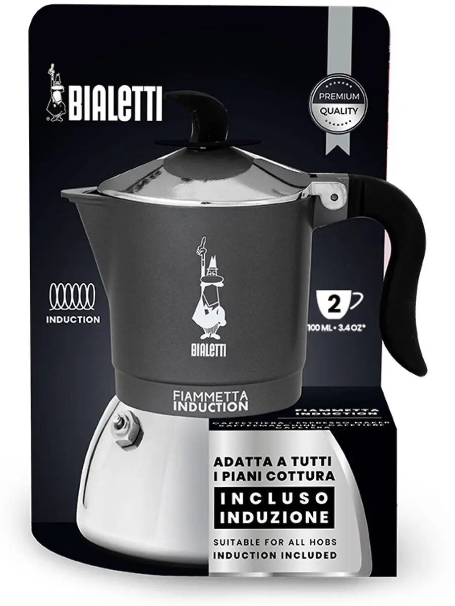 Bialetti Fiammetta Induction Moka Express 0,13L - 2 Kopjes - Grijs/Zilver
