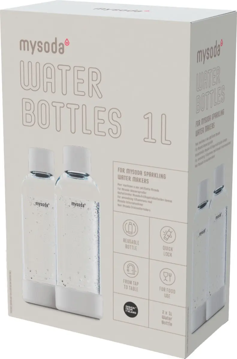 Mysoda Herbruikbare Flessen 1L - Set van 2 - Wit