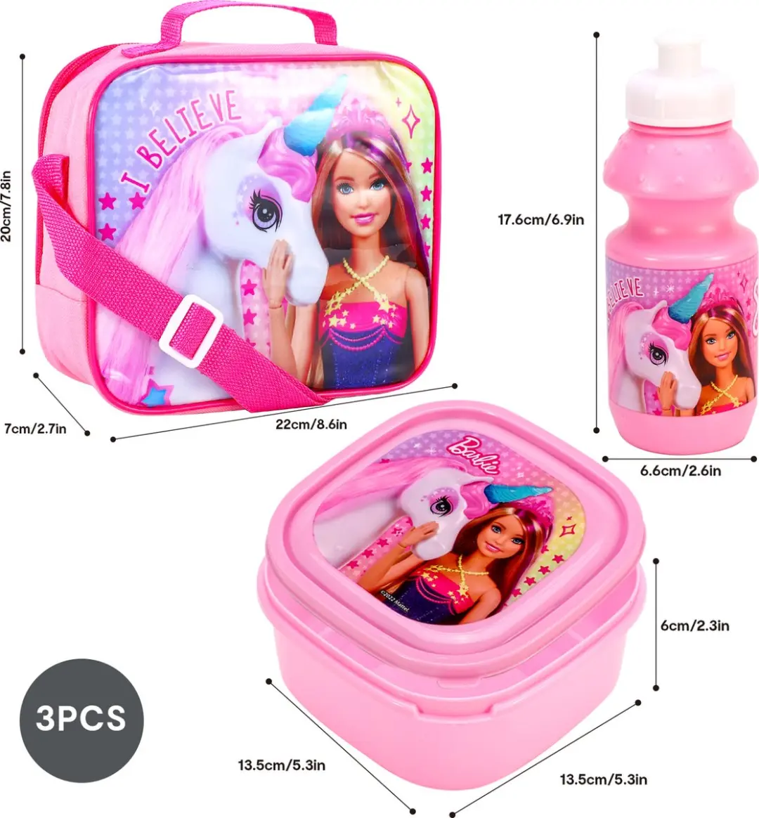 Barbie Lunchset - Roze - 0.25L - 3-delig