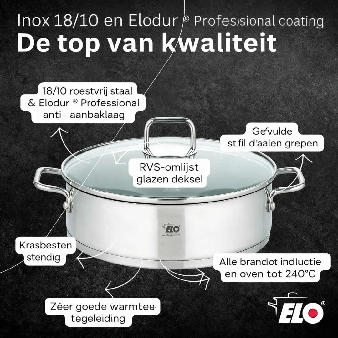 Fackelmann Elo Citrin Sautoir 28cm - Roestvrij staal