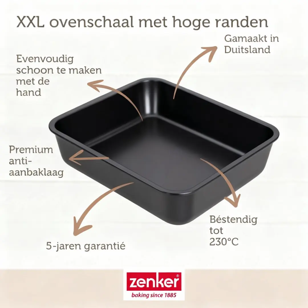Zenker 7201 XXL Ovenschaal 40x34cm - Zwart