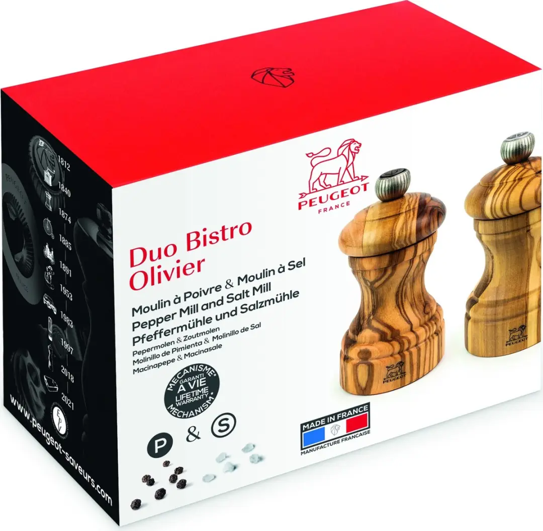 Peugeot Bistro Peper- en Zoutstel 10cm - Olijfhout
