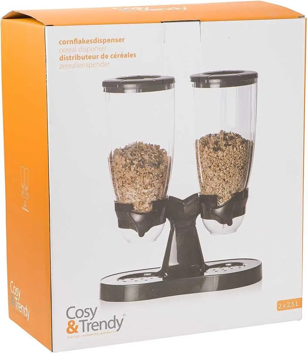 Cosy&Trendy Cornflakesdispenser Metal Look 2500ml - Zwart