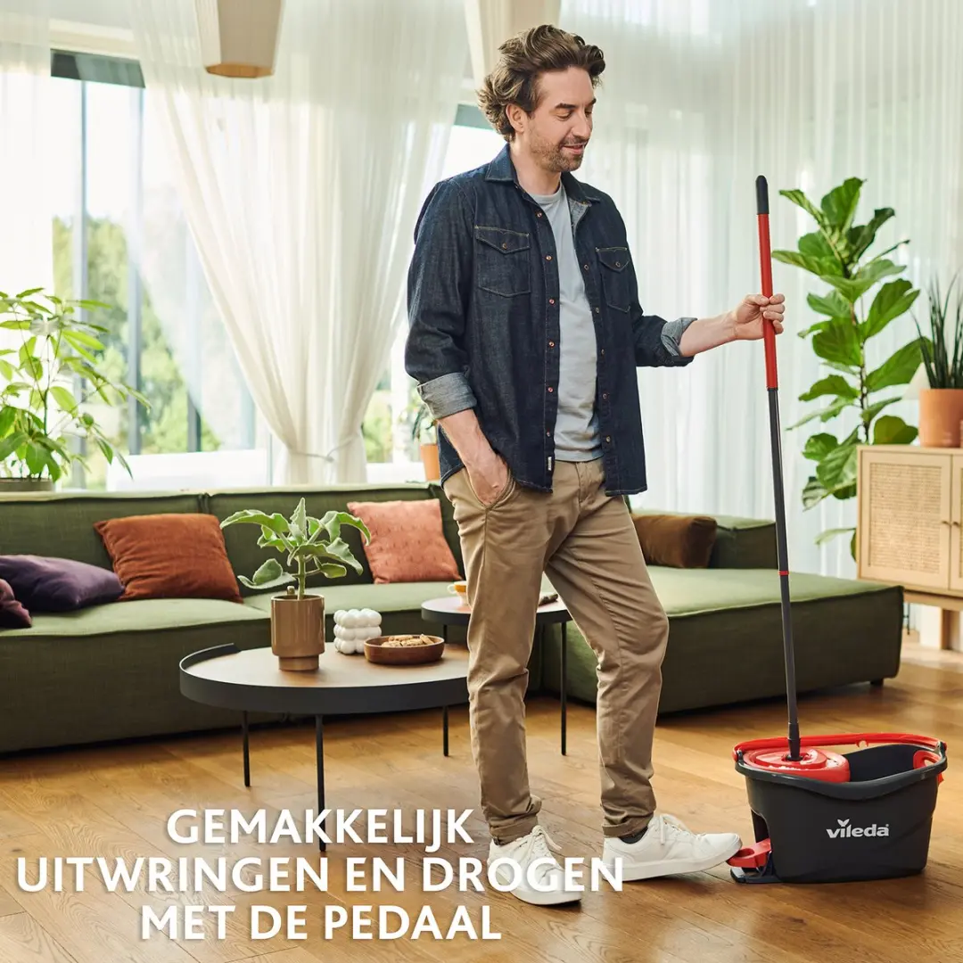 Vileda Turbo Deep Clean Roterende Mopset - 6L Emmer met Pedaalpers