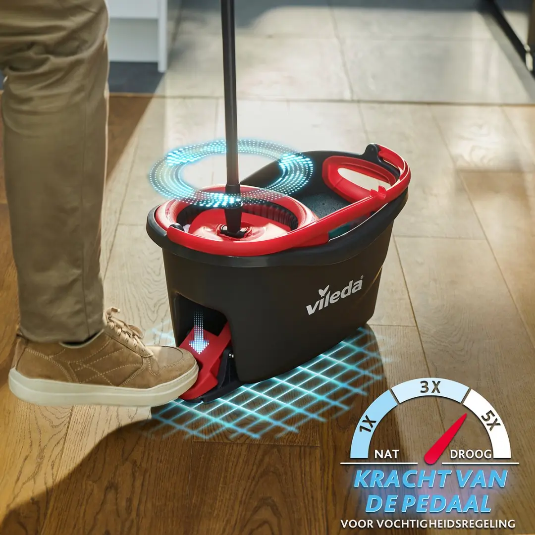 Vileda Turbo Deep Clean Roterende Mopset - 6L Emmer met Pedaalpers