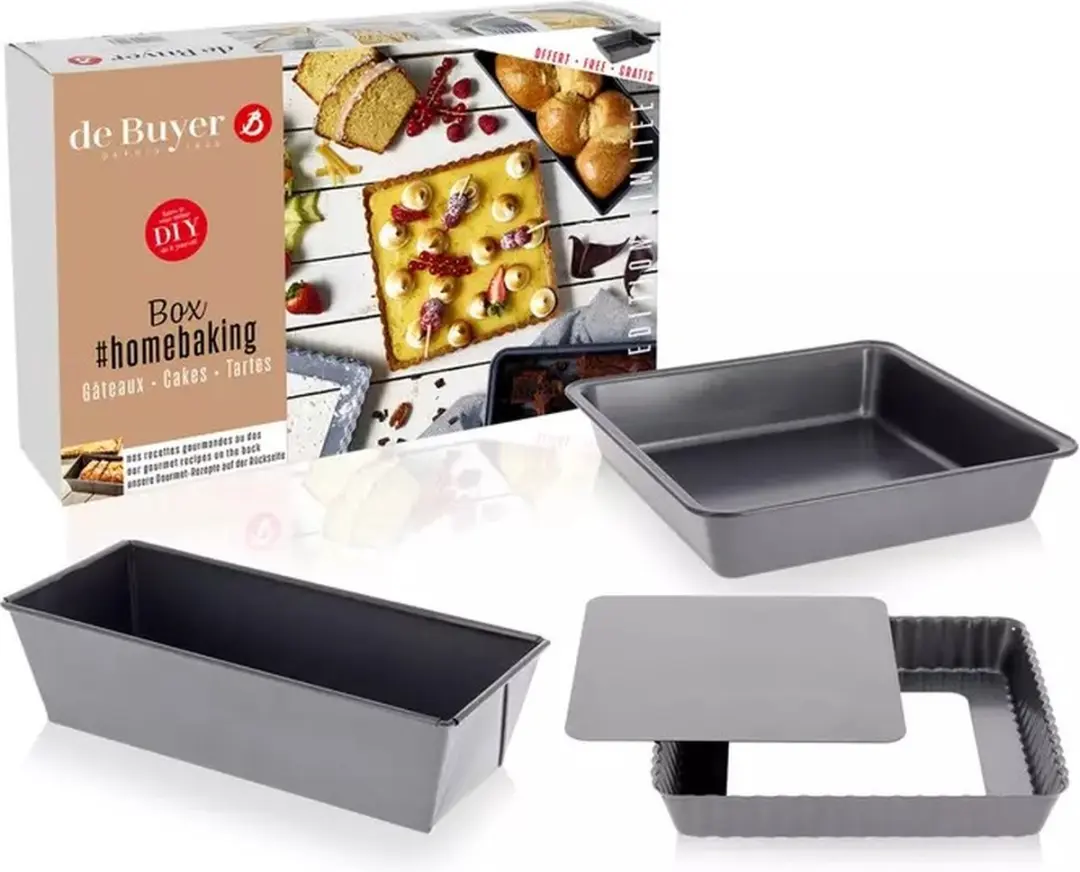 DeBuyer Box Homebaking Bakvormen - 3 Stuks Donkergrijs
