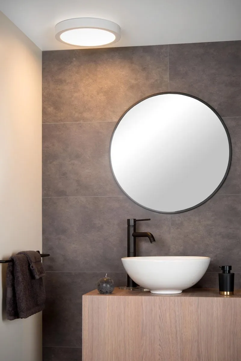 Lucide BRICE-LED Plafondlamp Badkamer Ø30cm - LED 3000K IP44 - Wit