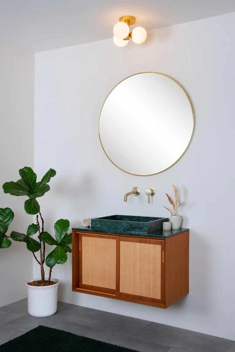 Lucide TRUDY Plafonnière Badkamer 3xG9 Ø28cm - Mat Goud/Messing