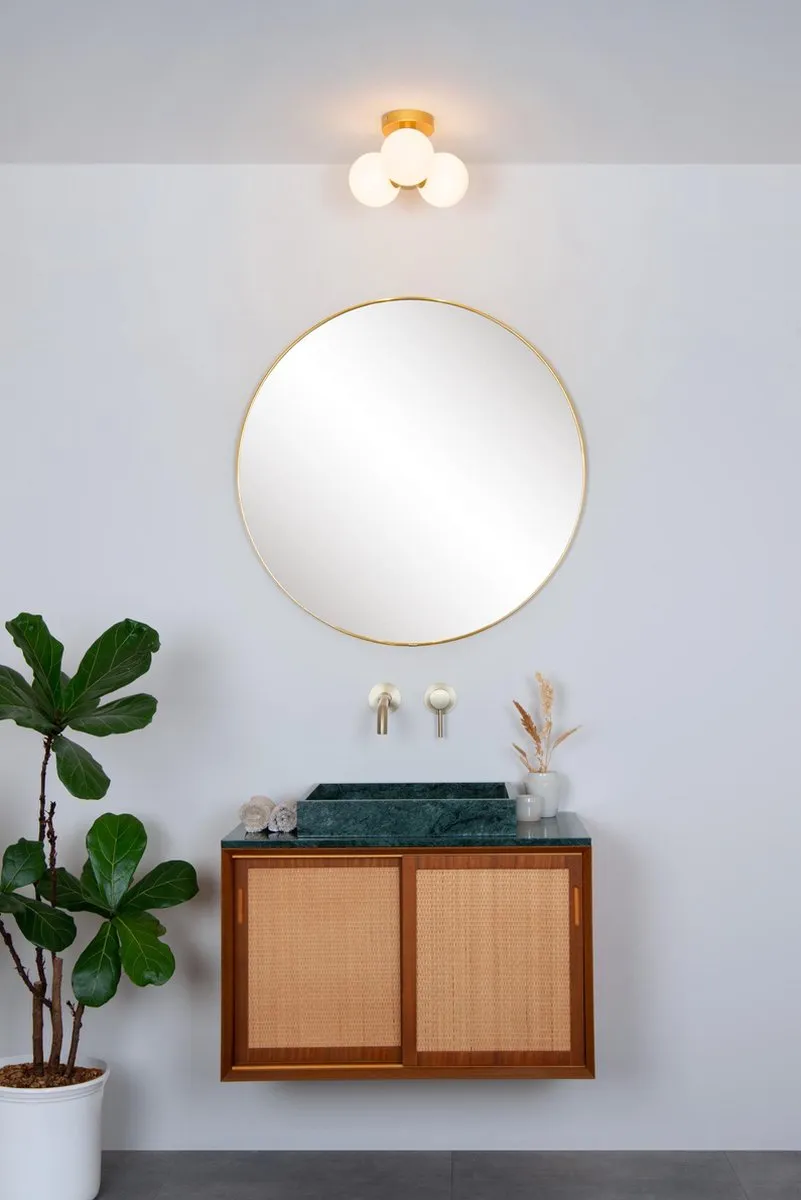Lucide TRUDY Plafonnière Badkamer 3xG9 Ø28cm - Mat Goud/Messing