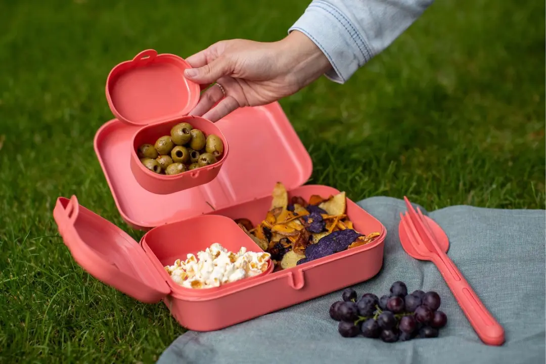 Koziol Organic Lunchboxset Natuur Koraal - 2.4L - 4 Stuks - afbeelding 6 van 6
