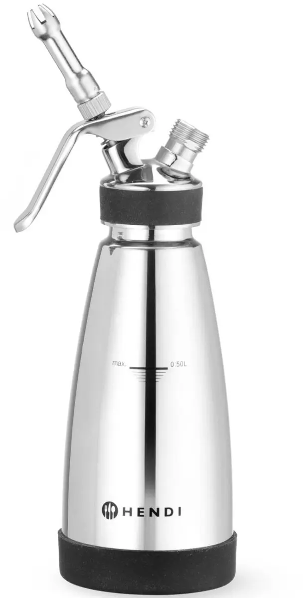 HENDI Slagroomsifon Thermisch Geïsoleerd 0,5L - RVS - 3 Spuitmondjes