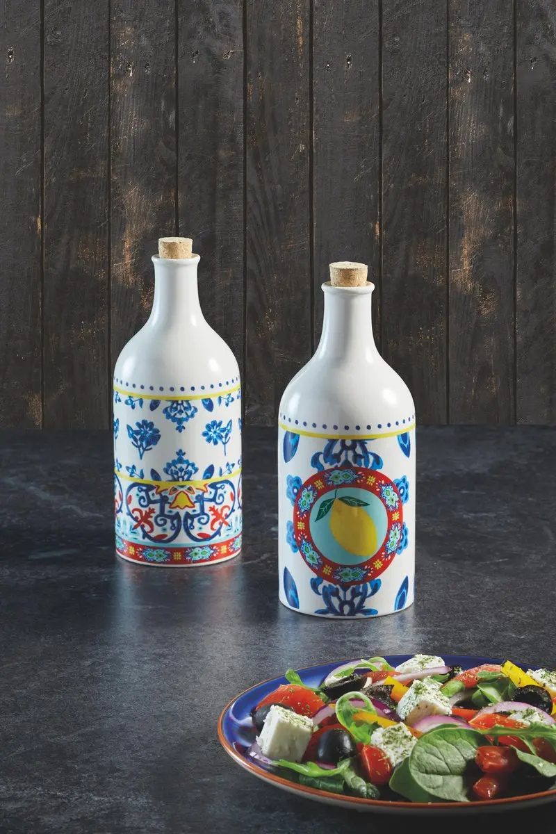 KitchenCraft Mediterraan Olie & Azijnstel Keramiek - 2x 0.5L