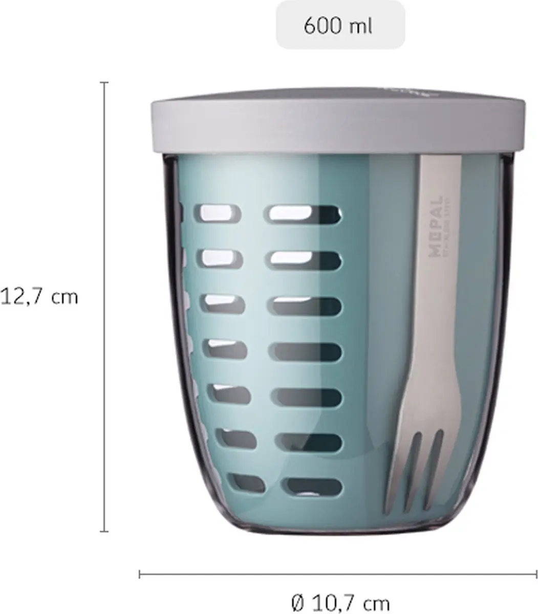 Mepal Ellipse Fruit & Veggie Pot 600ml - Nordic Blue - afbeelding 6 van 6