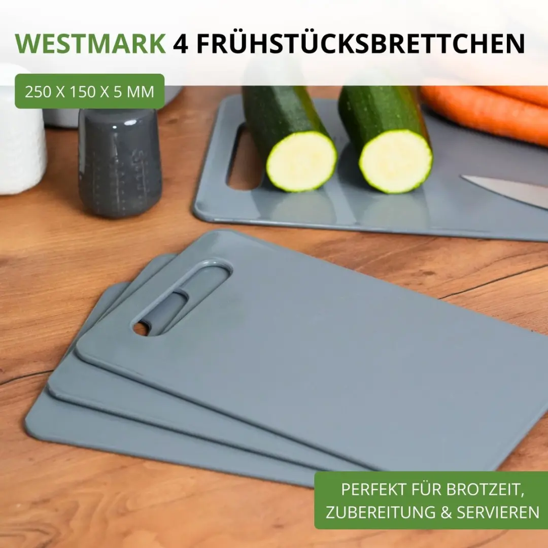 Westmark Ontbijtplanken 25x15cm - 4 Stuks - Antraciet