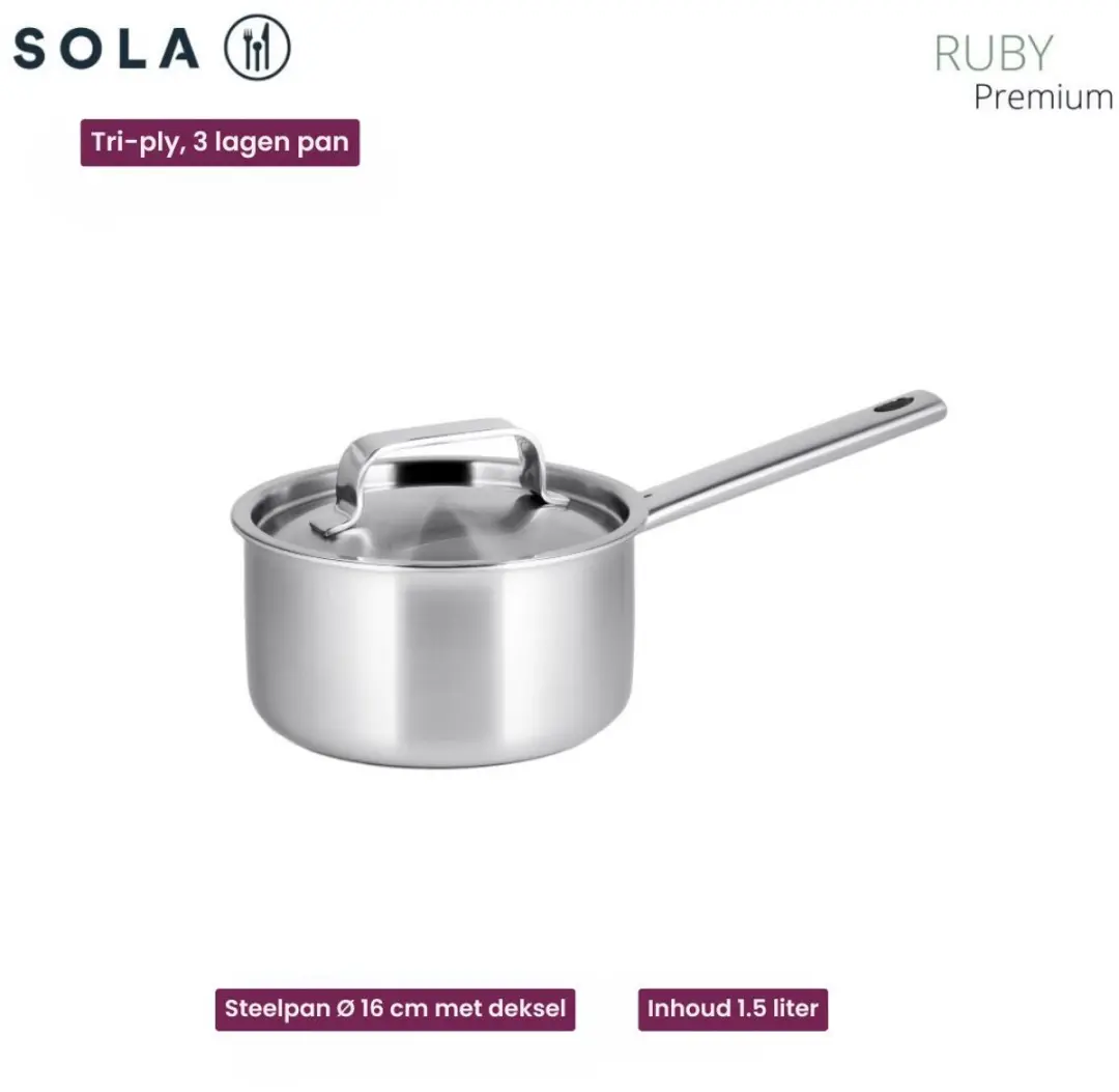 Sola Ruby 7-delig Pannenset - Zilver