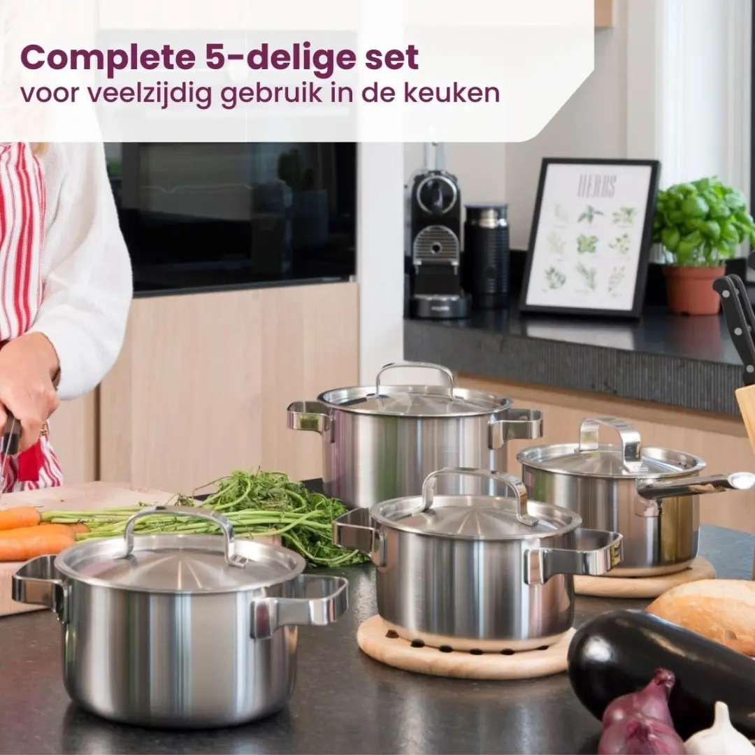 Sola Ruby 7-delig Pannenset - Zilver