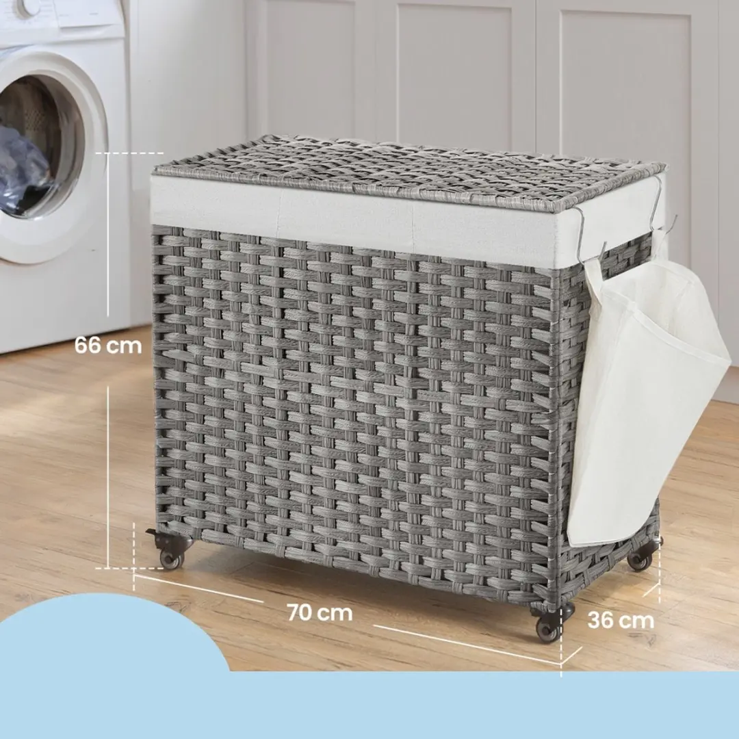Songmics Wasmand Wassorteerder 160L - Grijs
