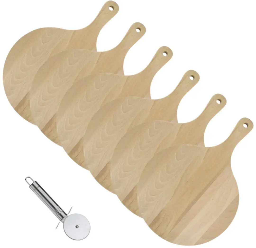 Fackelmann Houten Pizzaplanken 30cm & RVS Pizzaroller