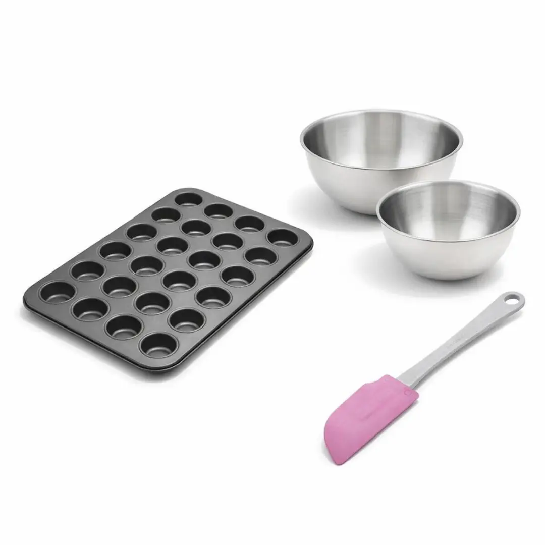 Zenker Muffinvorm 24 Holtes - Set met 2 Mengkommen & Spatel - Zwart